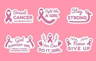 Cute Breast Cancer Sticker Collection vector