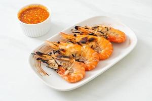 Grilled river prawns or shrimps photo