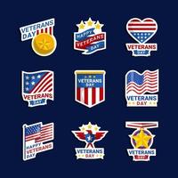 Veteran Day Sticker Collection vector