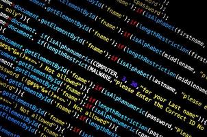 Screen of source code and abstract technology background photo