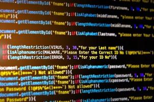 Pantalla de código fuente y fondo de tecnología abstracta. foto