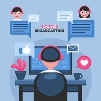 People Doing Online Broadcasting vector