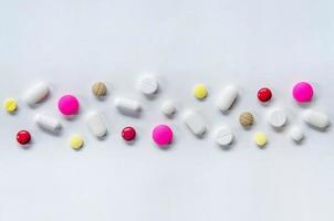 Close up of pills and drug, Pack of tablet drug and capsule pills. photo