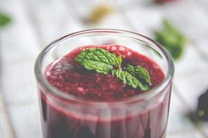 Mulberry juice and mulberry fruit, Fresh berry fruit smoothies. photo