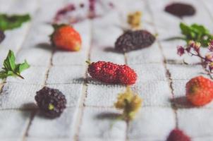 Mulberry juice and mulberry fruit, Fresh berry fruit smoothies. photo