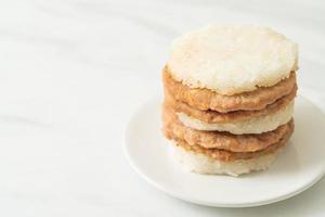 Grilled pork with sticky rice burger photo