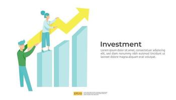 Ilustración de concepto de aumento de tasa de salario de ingresos con carácter de personas vector