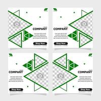 Social media post green colour style five vector