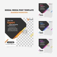 Social media post template set full colour style one vector