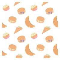 seamless pattern with cupcakes and pancakes vector