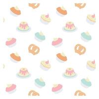 colorful seamless pattern with cupcakes vector