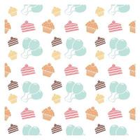 seamless background with sweets cakes and balloons vector