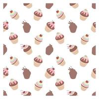 colorful seamless pattern with cupcakes vector