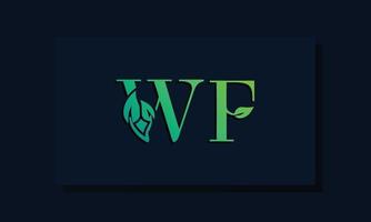 Minimal leaf style Initial WF logo vector