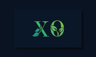 logotipo de xo inicial de estilo de hoja mínima vector