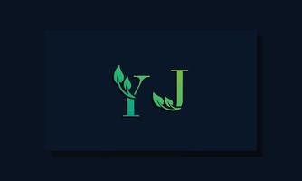 Minimal leaf style Initial YJ logo vector