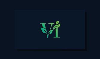 logotipo de vi inicial de estilo de hoja mínima vector