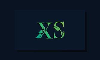 Minimal leaf style Initial XS logo vector