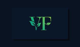 logotipo de vf inicial de estilo de hoja mínima vector