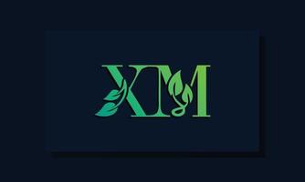 Minimal leaf style Initial XM logo vector