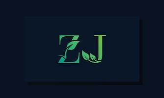 logotipo de zj inicial de estilo de hoja mínima vector