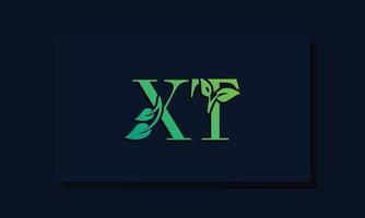 Minimal leaf style Initial XT logo vector