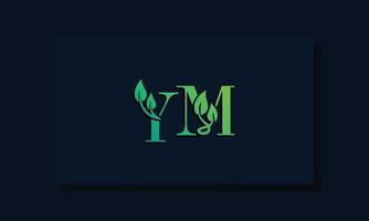 Minimal leaf style Initial YM logo vector