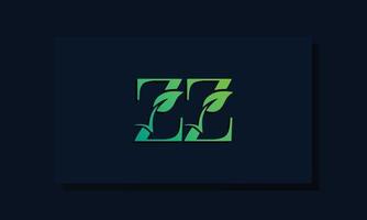 logotipo de zz inicial de estilo de hoja mínima vector