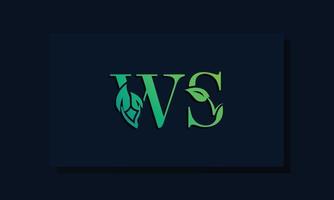 Minimal leaf style Initial WS logo vector
