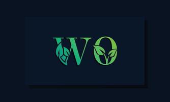 logotipo de wo inicial de estilo de hoja mínima vector