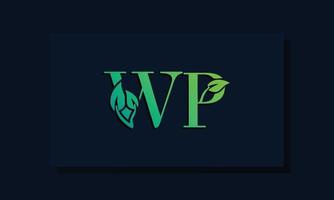 logotipo de wp inicial de estilo de hoja mínima vector