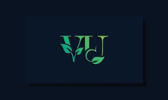 logotipo de vu inicial de estilo de hoja mínima vector