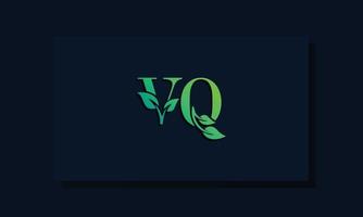 logotipo de vq inicial de estilo de hoja mínima vector