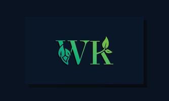 Minimal leaf style Initial WK logo vector