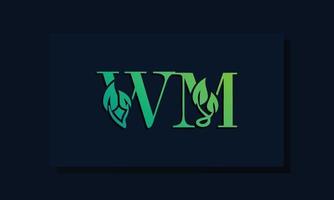 Minimal leaf style Initial WM logo vector