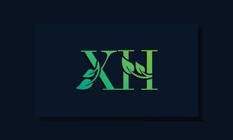 Minimal leaf style Initial XH logo vector