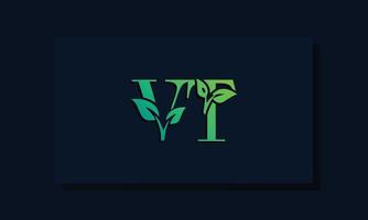 Minimal leaf style Initial VT logo vector