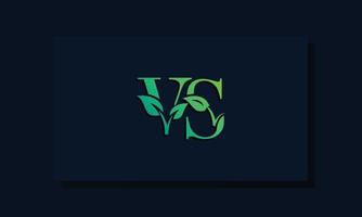 Minimal leaf style Initial VS logo vector