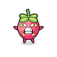 wrathful expression of the strawberry mascot character vector