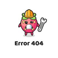 error 404 with the cute strawberry mascot vector