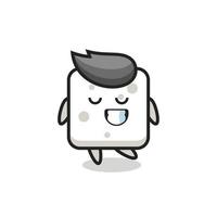 sugar cube cartoon illustration with a shy expression vector