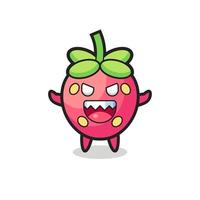 illustration of evil strawberry mascot character vector