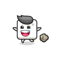 the happy sugar cube cartoon with running pose vector