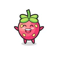 happy baby strawberry cartoon character vector