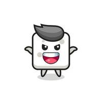 the illustration of cute sugar cube doing scare gesture vector