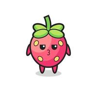 the bored expression of cute strawberry characters vector