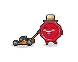 illustration of the sealing wax character using lawn mower vector