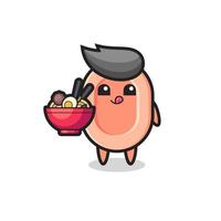 cute soap character eating noodles vector