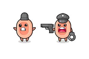 illustration of soap robber with hands up pose caught by police vector