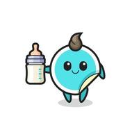 baby sticker cartoon character with milk bottle vector